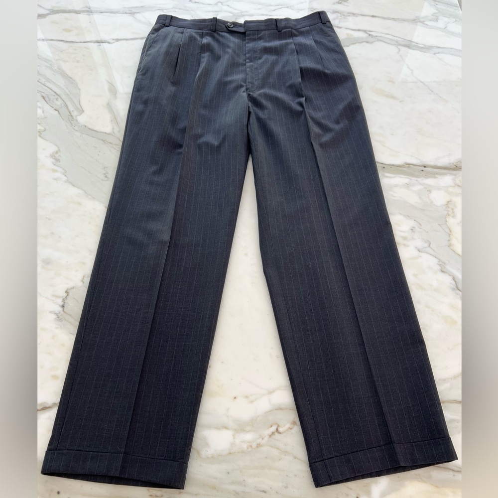 LAUREN RALPH LAUREN GRAY PINSTRIPE MEN'S SUIT 44L - Picture 11 of 17
